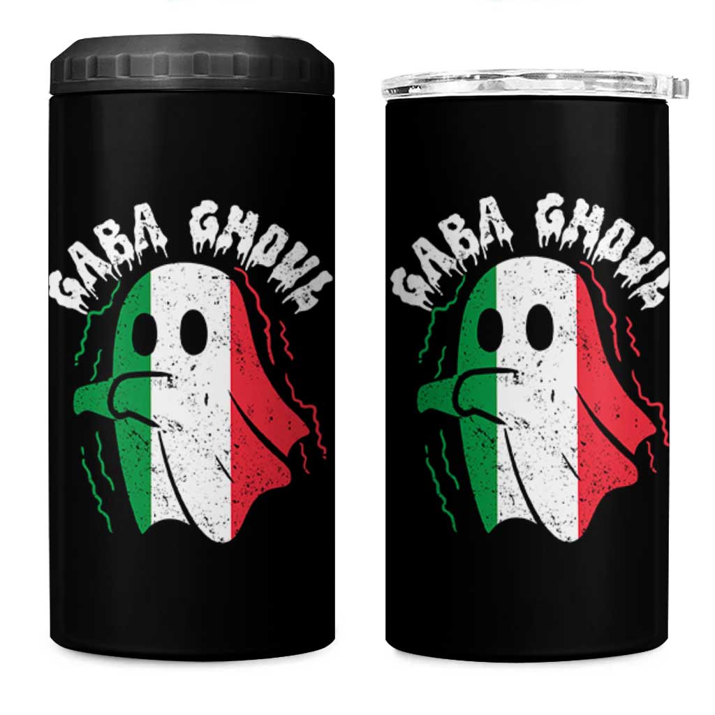 Gabagool Ghost Italian 4 in 1 Can Cooler Tumbler Funny Halloween Costume Gaba Ghoul Pun - Wonder Print Shop