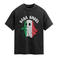 Gabagool Ghost Italian Washed Cotton T-Shirt Funny Halloween Costume Gaba Ghoul Pun