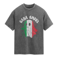 Gabagool Ghost Italian Washed Cotton T-Shirt Funny Halloween Costume Gaba Ghoul Pun