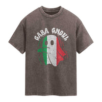 Gabagool Ghost Italian Washed Cotton T-Shirt Funny Halloween Costume Gaba Ghoul Pun
