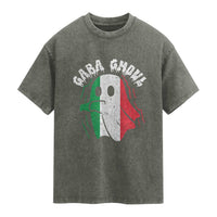 Gabagool Ghost Italian Washed Cotton T-Shirt Funny Halloween Costume Gaba Ghoul Pun