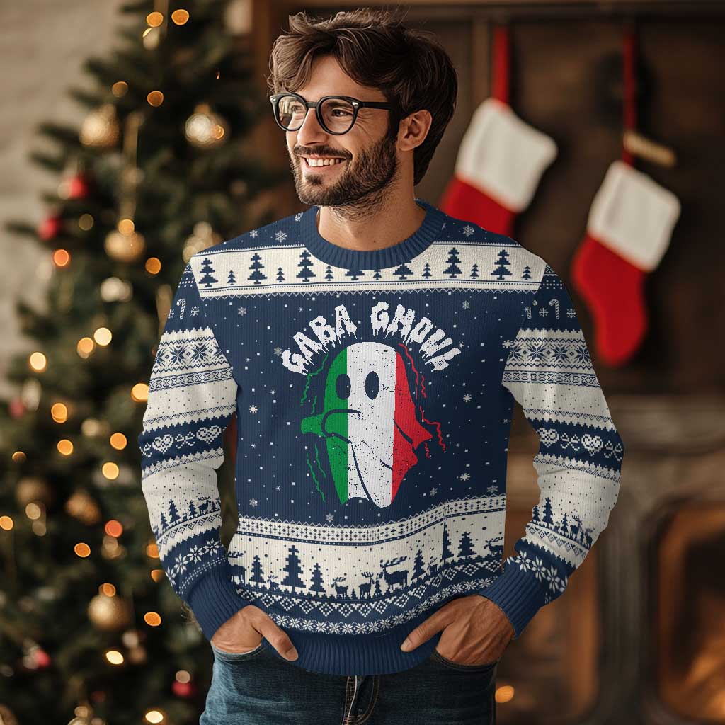 Gabagool Ghost Italian Ugly Christmas Sweater Funny Halloween Costume Gaba Ghoul Pun - Wonder Print Shop