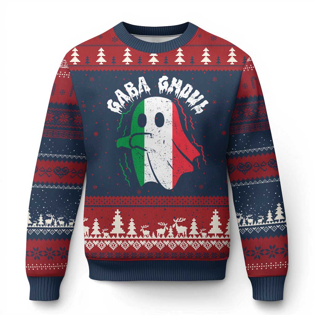 Gabagool Ghost Italian Ugly Christmas Sweater Funny Halloween Costume Gaba Ghoul Pun - Wonder Print Shop