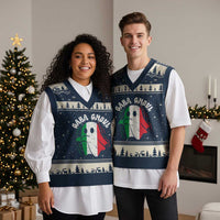 Gabagool Ghost Italian V-Neck Knit Sweater Vest Funny Halloween Costume Gaba Ghoul Pun - Wonder Print Shop