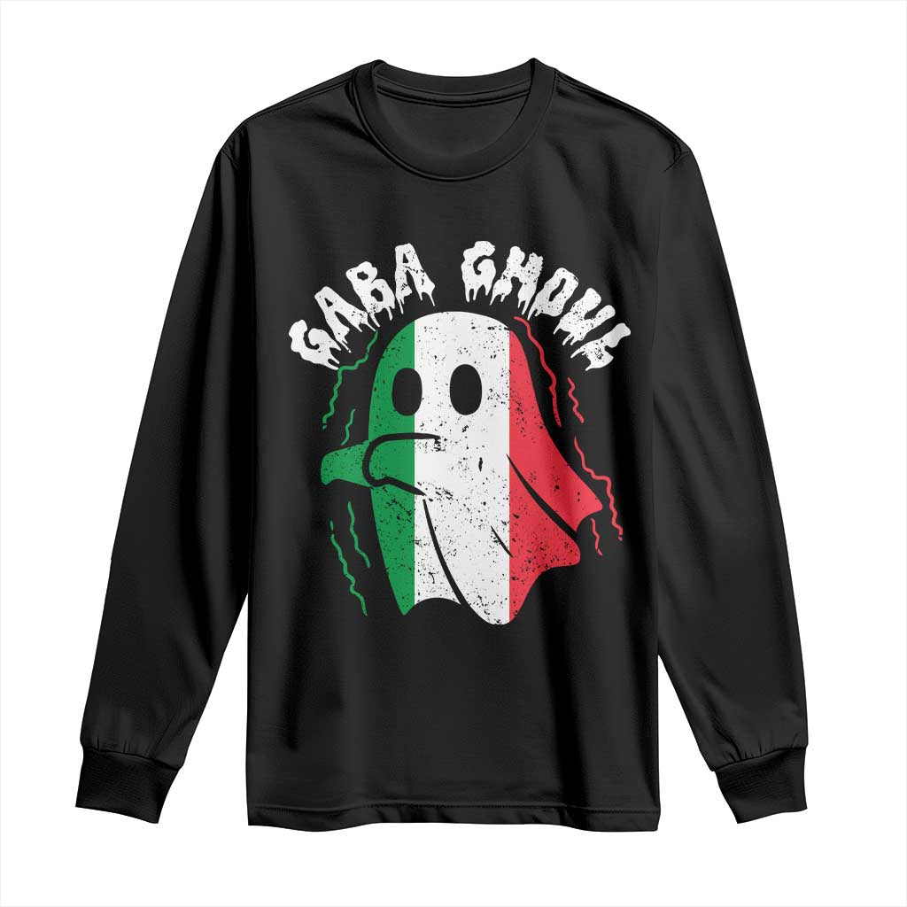 Gabagool Ghost Italian Long Sleeve Shirt Funny Halloween Costume Gaba Ghoul Pun - Wonder Print Shop