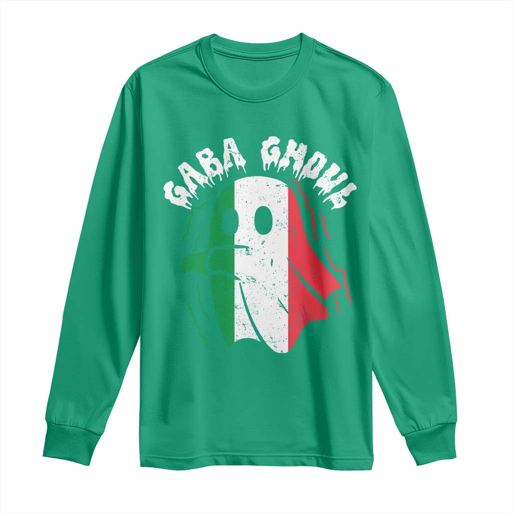 Gabagool Ghost Italian Long Sleeve Shirt Funny Halloween Costume Gaba Ghoul Pun - Wonder Print Shop