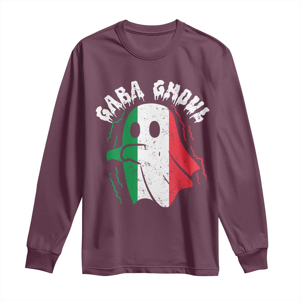 Gabagool Ghost Italian Long Sleeve Shirt Funny Halloween Costume Gaba Ghoul Pun - Wonder Print Shop