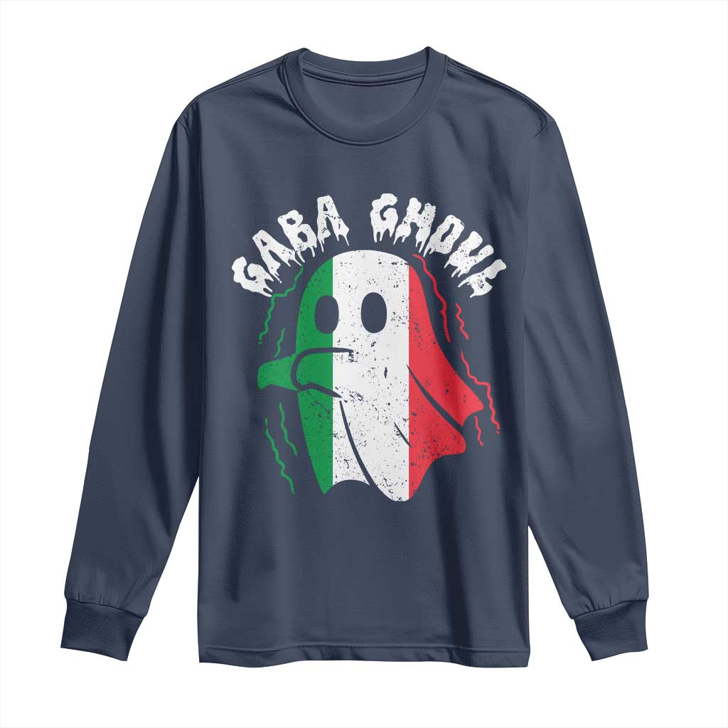 Gabagool Ghost Italian Long Sleeve Shirt Funny Halloween Costume Gaba Ghoul Pun - Wonder Print Shop