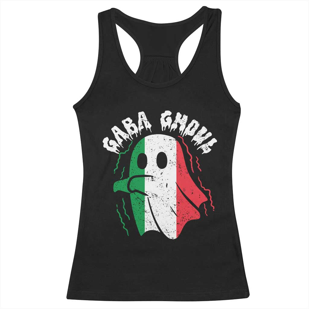Gabagool Ghost Italian Racerback Tank Top Funny Halloween Costume Gaba Ghoul Pun - Wonder Print Shop