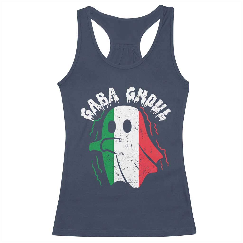 Gabagool Ghost Italian Racerback Tank Top Funny Halloween Costume Gaba Ghoul Pun - Wonder Print Shop