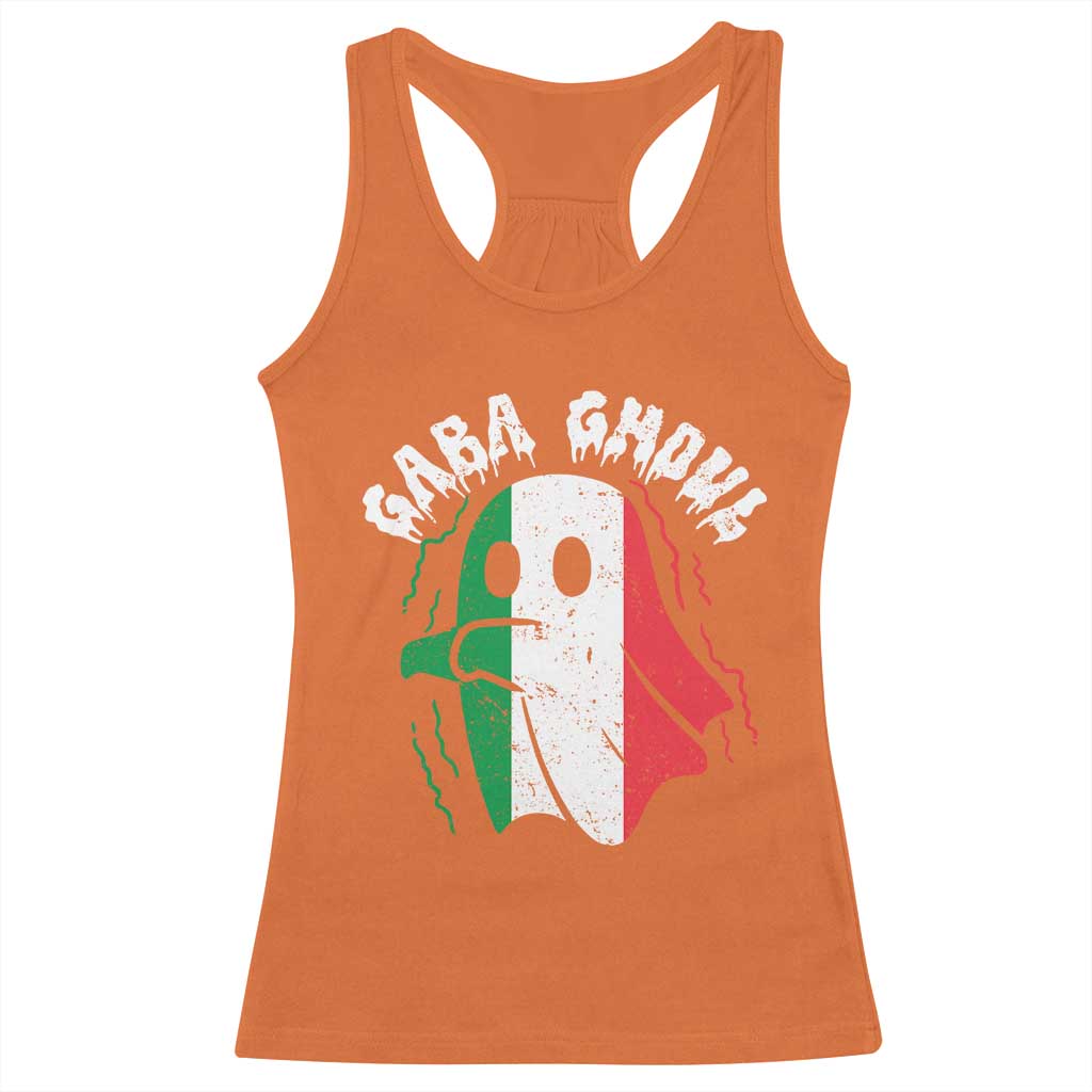 Gabagool Ghost Italian Racerback Tank Top Funny Halloween Costume Gaba Ghoul Pun - Wonder Print Shop