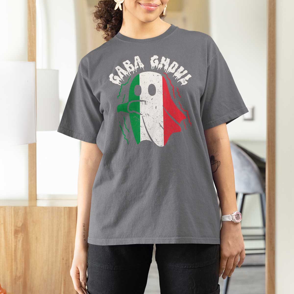 Gabagool Ghost Italian T Shirt For Women Funny Halloween Costume Gaba Ghoul Pun - Wonder Print Shop