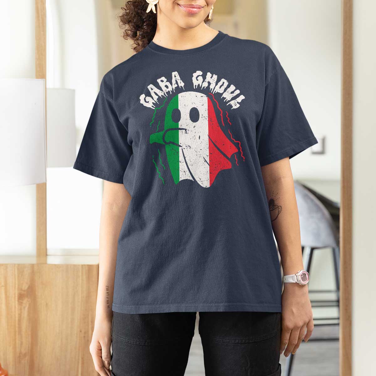 Gabagool Ghost Italian T Shirt For Women Funny Halloween Costume Gaba Ghoul Pun - Wonder Print Shop