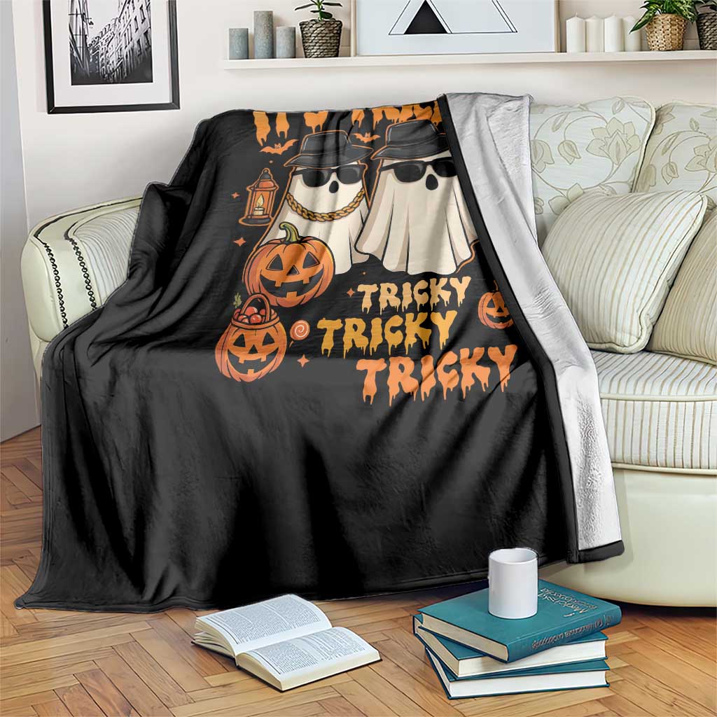 Funny Ghost Throw Blanket It's Tricky Tricky Tricky 90s Nostalgia Halloween Costume - Wonder Print Shop