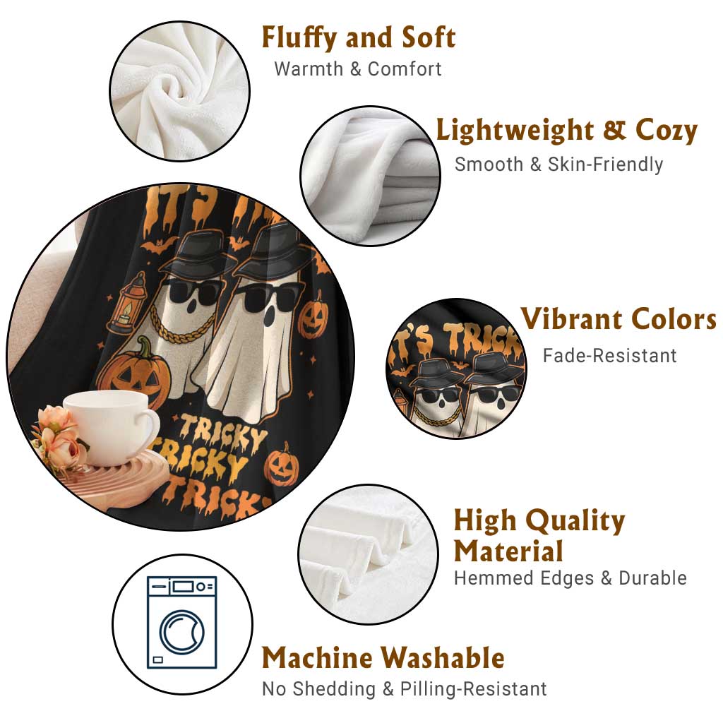 Funny Ghost Throw Blanket It's Tricky Tricky Tricky 90s Nostalgia Halloween Costume - Wonder Print Shop