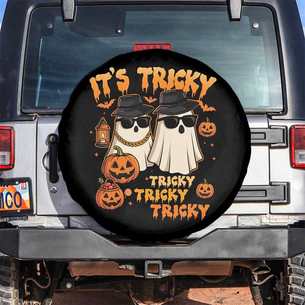 Funny Ghost Spare Tire Cover It's Tricky Tricky Tricky 90s Nostalgia Halloween Costume - Wonder Print Shop
