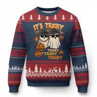 Funny Ghost Ugly Christmas Sweater It's Tricky Tricky Tricky 90s Nostalgia Halloween Costume - Wonder Print Shop
