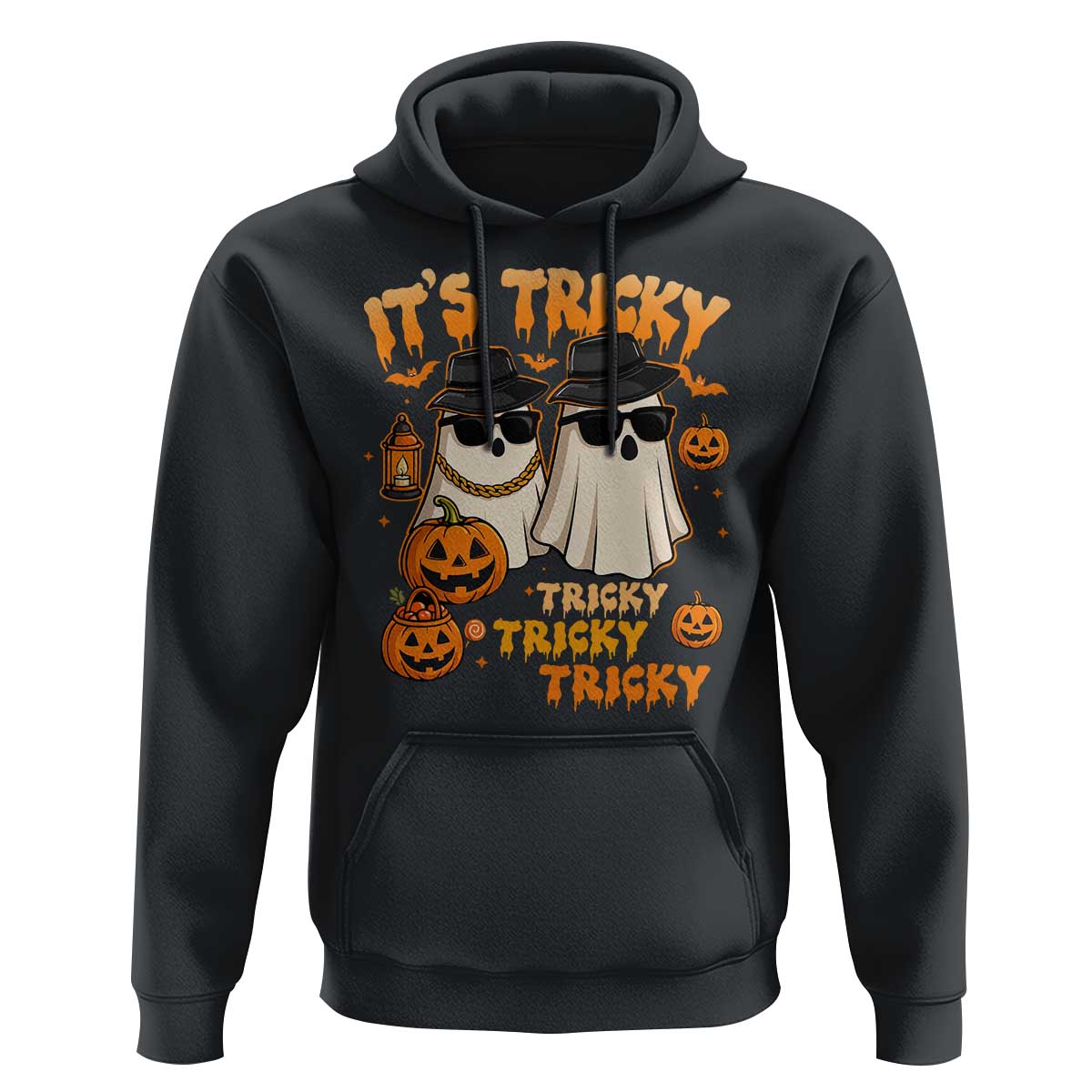 Funny Ghost Hoodie It's Tricky Tricky Tricky 90s Nostalgia Halloween Costume - Wonder Print Shop