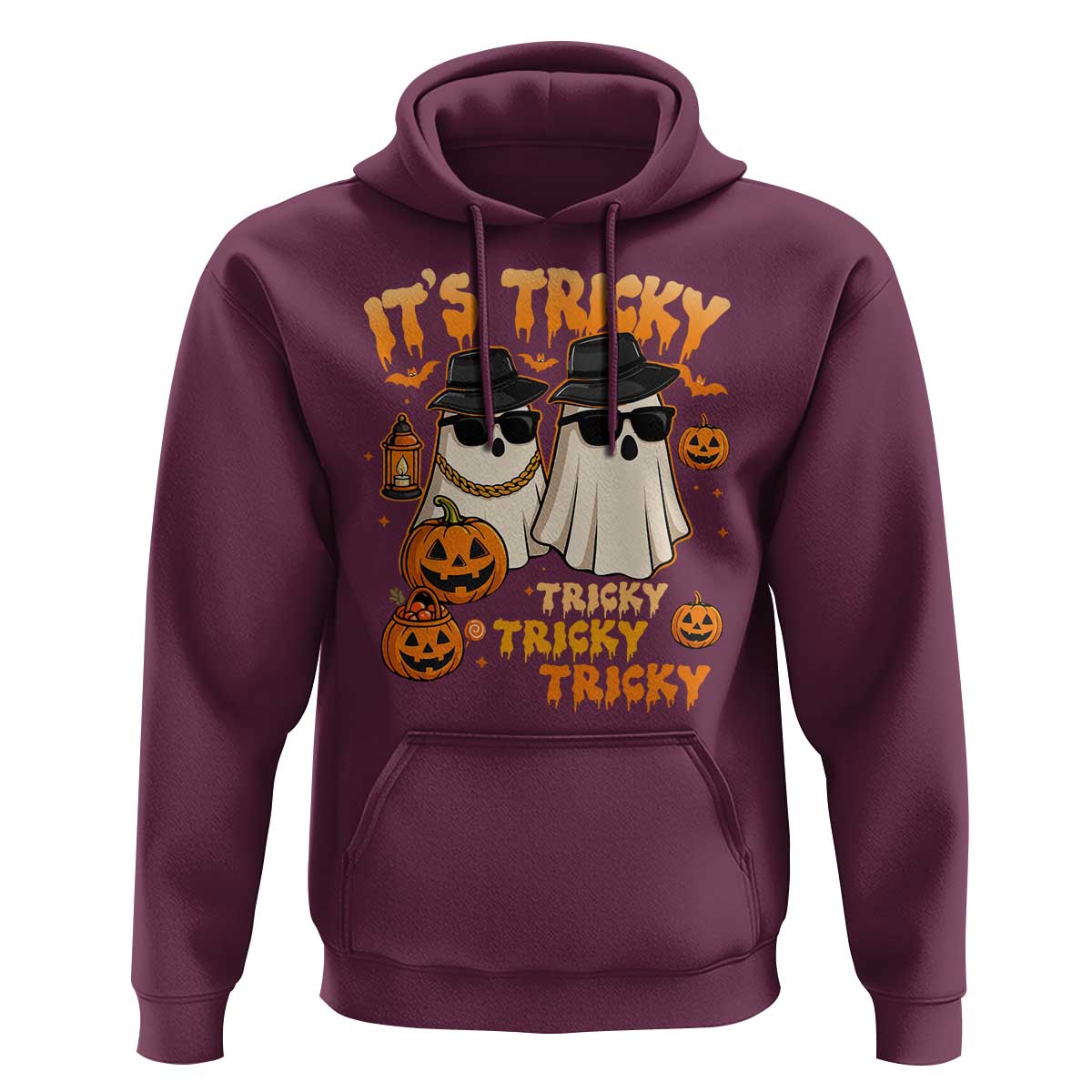 Funny Ghost Hoodie It's Tricky Tricky Tricky 90s Nostalgia Halloween Costume - Wonder Print Shop