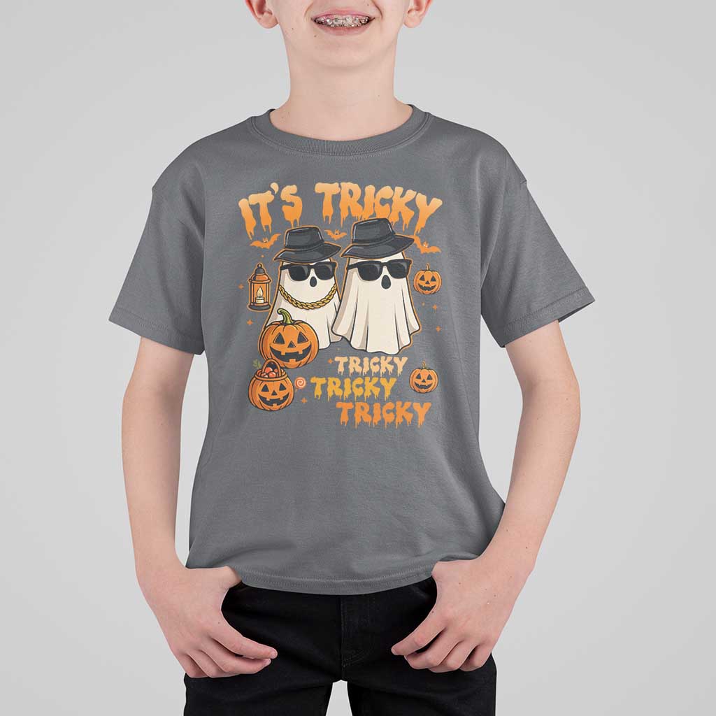 Funny Ghost T Shirt For Kid It's Tricky Tricky Tricky 90s Nostalgia Halloween Costume - Wonder Print Shop