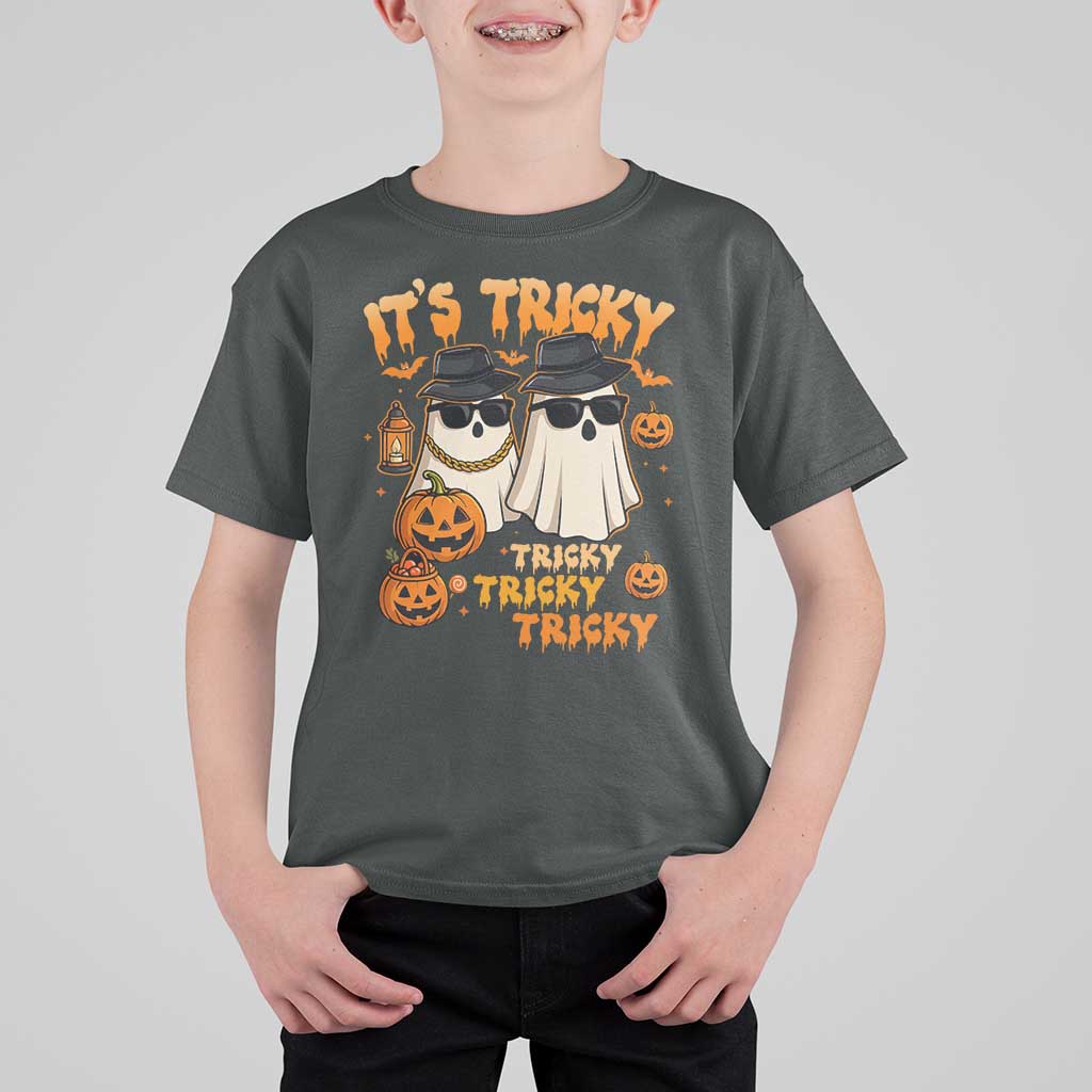 Funny Ghost T Shirt For Kid It's Tricky Tricky Tricky 90s Nostalgia Halloween Costume - Wonder Print Shop