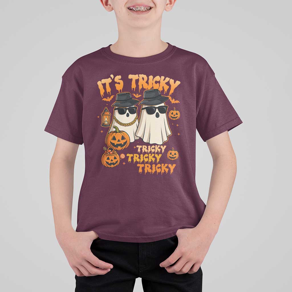 Funny Ghost T Shirt For Kid It's Tricky Tricky Tricky 90s Nostalgia Halloween Costume - Wonder Print Shop