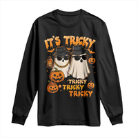 Funny Ghost Long Sleeve Shirt It's Tricky Tricky Tricky 90s Nostalgia Halloween Costume - Wonder Print Shop