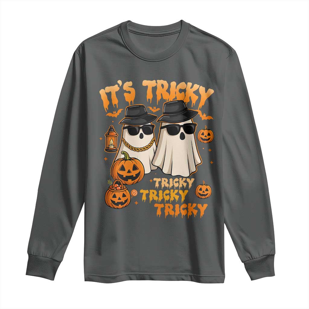 Funny Ghost Long Sleeve Shirt It's Tricky Tricky Tricky 90s Nostalgia Halloween Costume - Wonder Print Shop