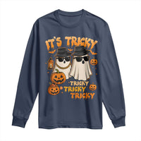 Funny Ghost Long Sleeve Shirt It's Tricky Tricky Tricky 90s Nostalgia Halloween Costume - Wonder Print Shop