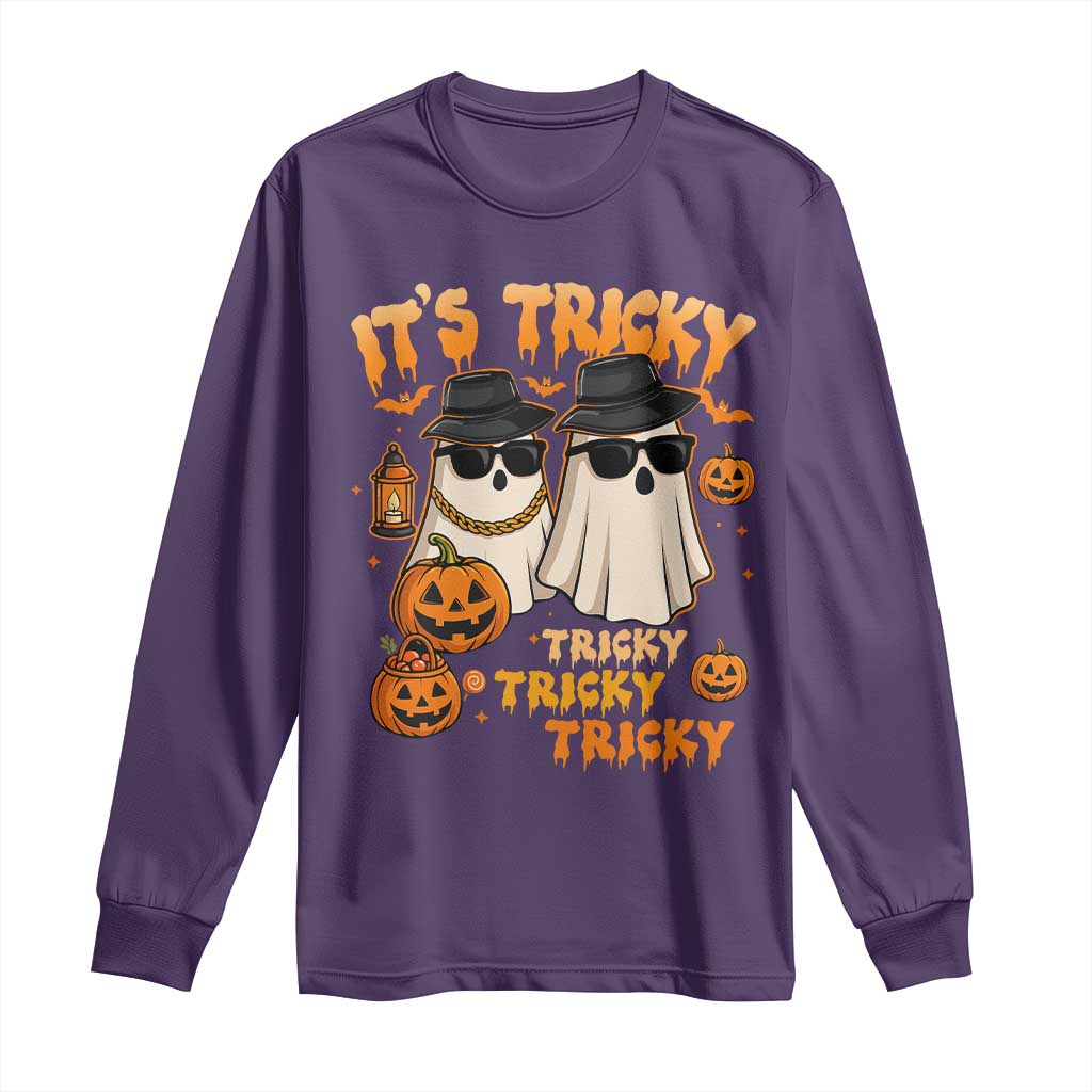 Funny Ghost Long Sleeve Shirt It's Tricky Tricky Tricky 90s Nostalgia Halloween Costume - Wonder Print Shop