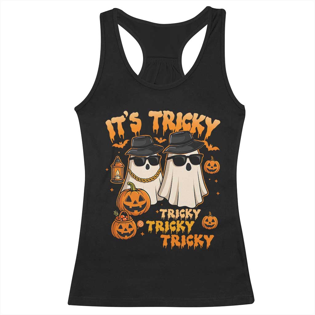 Funny Ghost Racerback Tank Top It's Tricky Tricky Tricky 90s Nostalgia Halloween Costume - Wonder Print Shop
