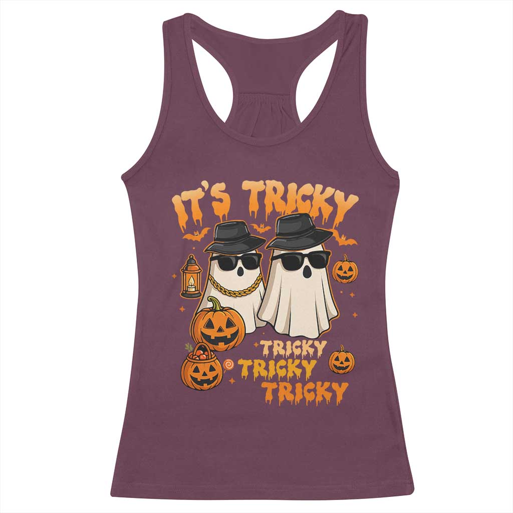 Funny Ghost Racerback Tank Top It's Tricky Tricky Tricky 90s Nostalgia Halloween Costume - Wonder Print Shop