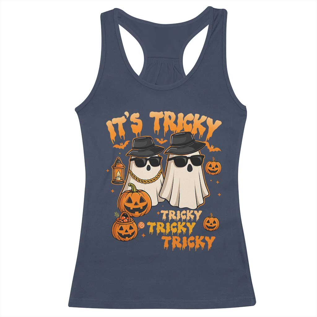 Funny Ghost Racerback Tank Top It's Tricky Tricky Tricky 90s Nostalgia Halloween Costume - Wonder Print Shop