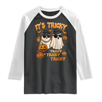 Funny Ghost Raglan Shirt It's Tricky Tricky Tricky 90s Nostalgia Halloween Costume - Wonder Print Shop