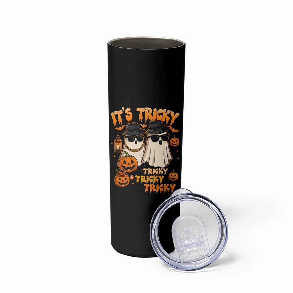 Funny Ghost Skinny Tumbler It's Tricky Tricky Tricky 90s Nostalgia Halloween Costume - Wonder Print Shop