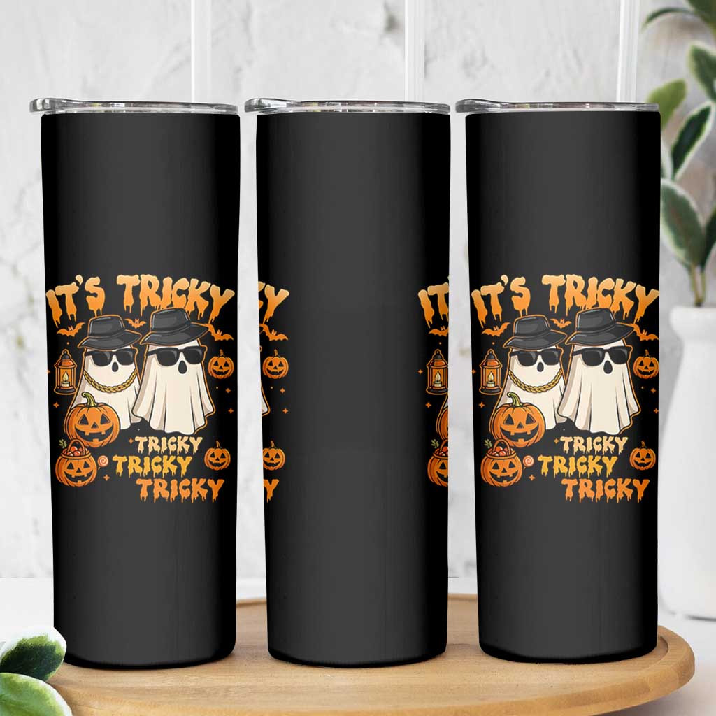 Funny Ghost Skinny Tumbler It's Tricky Tricky Tricky 90s Nostalgia Halloween Costume - Wonder Print Shop