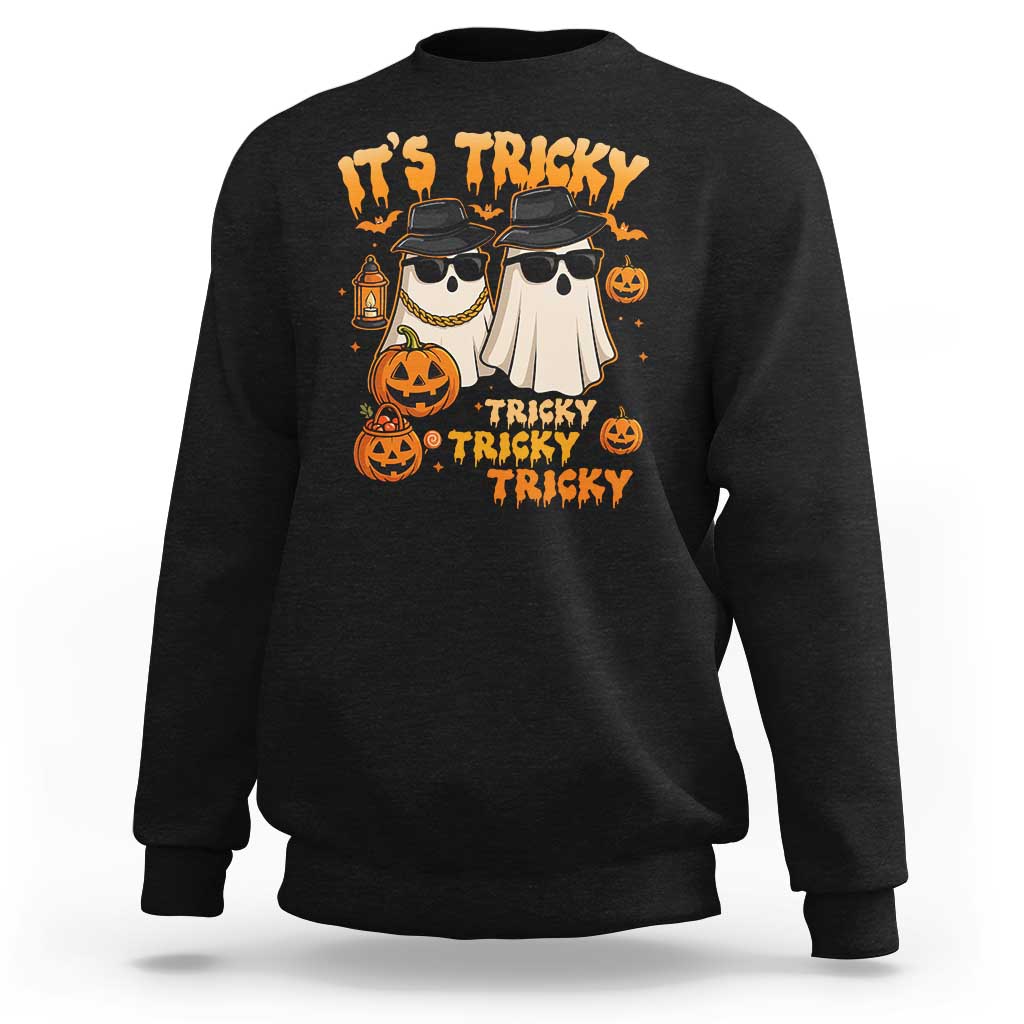Funny Ghost Sweatshirt It's Tricky Tricky Tricky 90s Nostalgia Halloween Costume - Wonder Print Shop