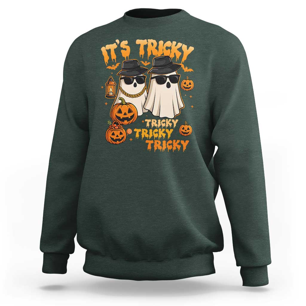 Funny Ghost Sweatshirt It's Tricky Tricky Tricky 90s Nostalgia Halloween Costume - Wonder Print Shop