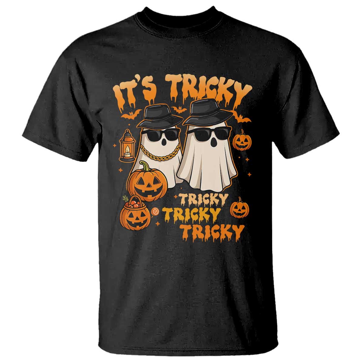Funny Ghost T Shirt It's Tricky Tricky Tricky 90s Nostalgia Halloween Costume - Wonder Print Shop