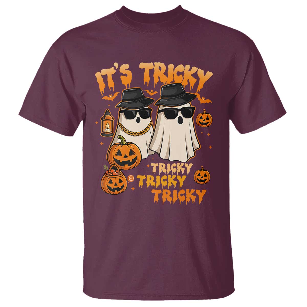 Funny Ghost T Shirt It's Tricky Tricky Tricky 90s Nostalgia Halloween Costume - Wonder Print Shop