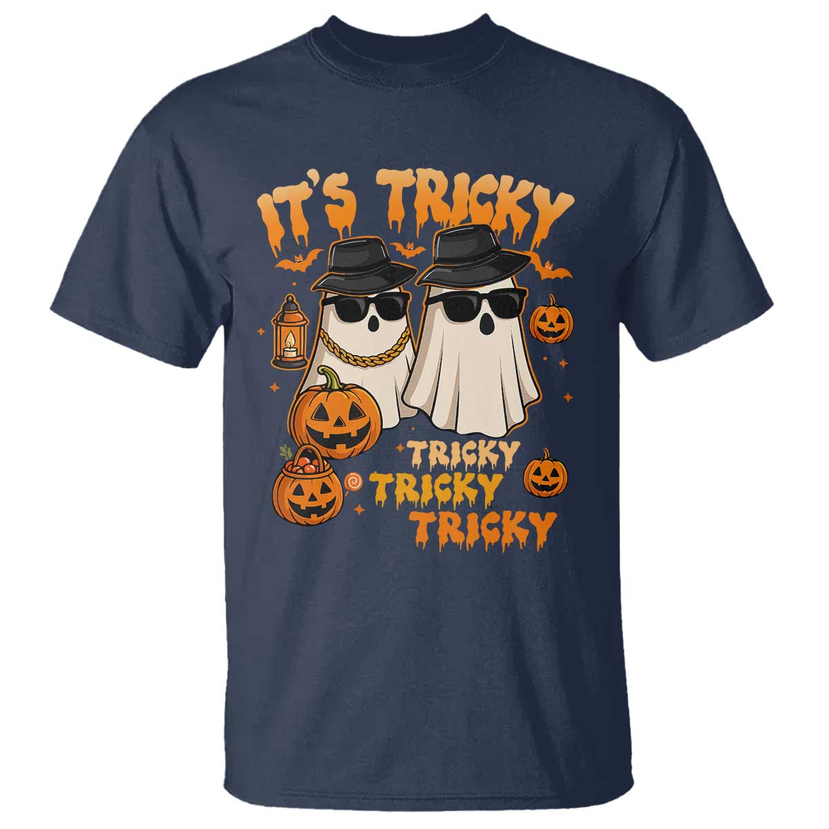Funny Ghost T Shirt It's Tricky Tricky Tricky 90s Nostalgia Halloween Costume - Wonder Print Shop