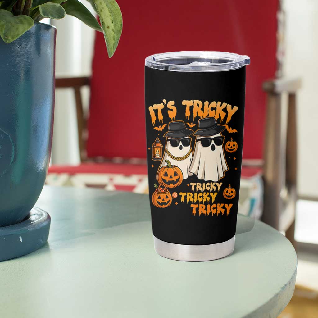 Funny Ghost Tumbler Cup It's Tricky Tricky Tricky 90s Nostalgia Halloween Costume - Wonder Print Shop