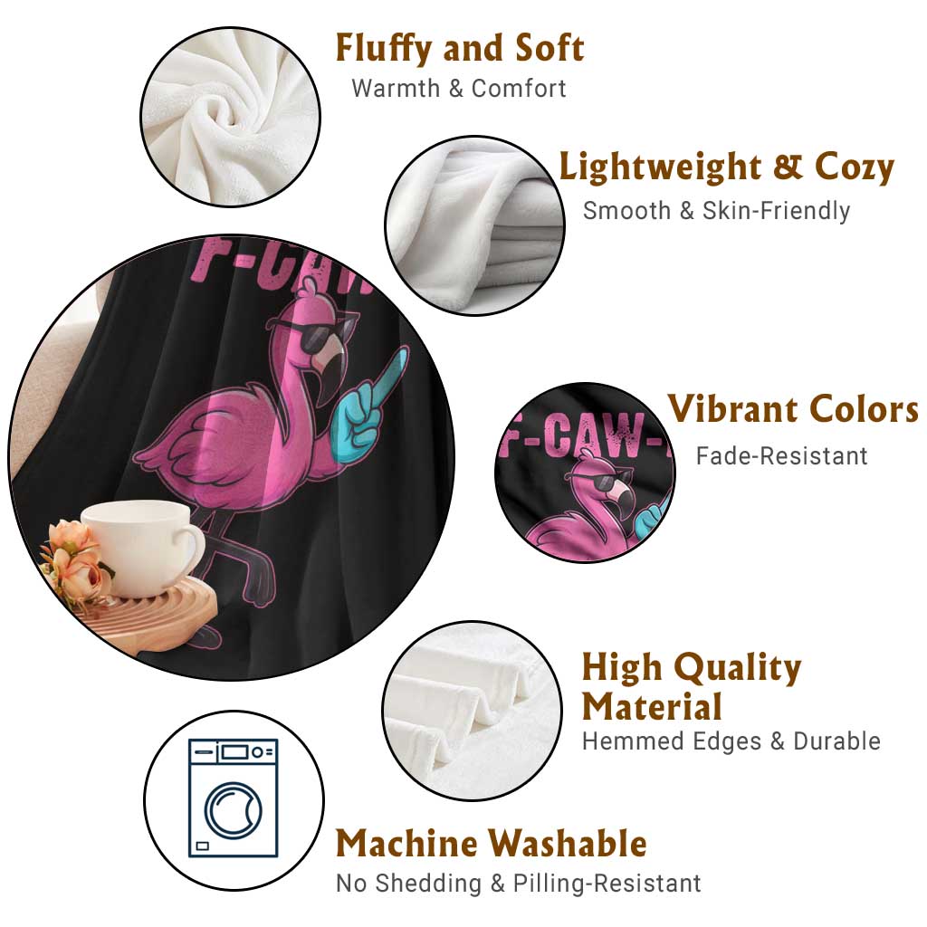 Funny F-Caw-F Flamingo Throw Blanket Adult Humor - Wonder Print Shop