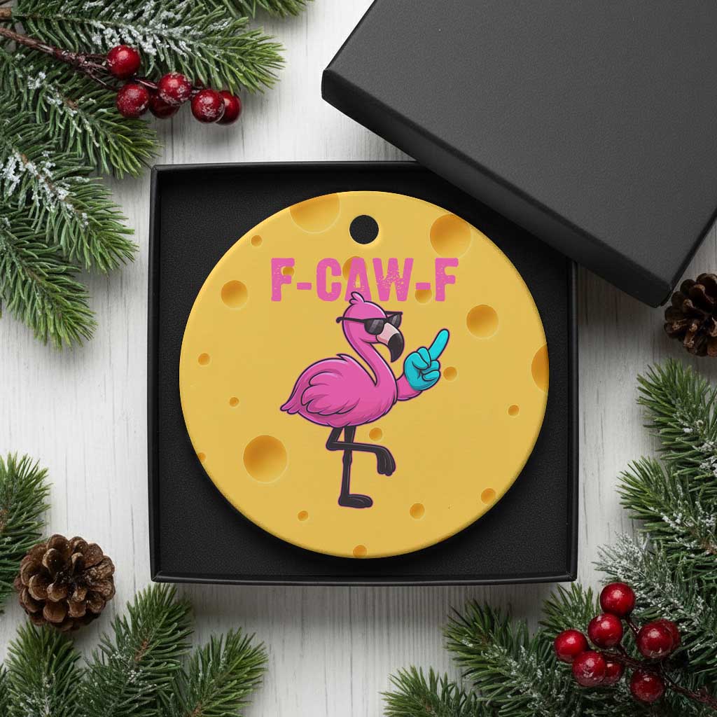 Funny F-Caw-F Flamingo Ceramic Ornament Adult Humor - Wonder Print Shop