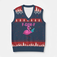 Funny F-Caw-F Flamingo V-Neck Knit Sweater Vest Adult Humor - Wonder Print Shop