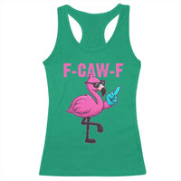 Funny F-Caw-F Flamingo Racerback Tank Top Adult Humor - Wonder Print Shop