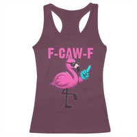 Funny F-Caw-F Flamingo Racerback Tank Top Adult Humor - Wonder Print Shop