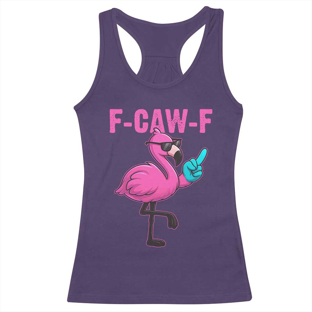 Funny F-Caw-F Flamingo Racerback Tank Top Adult Humor - Wonder Print Shop