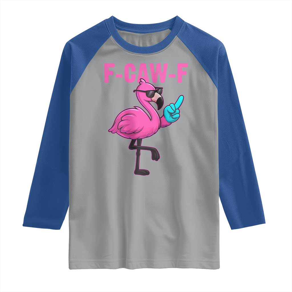 Funny F-Caw-F Flamingo Raglan Shirt Adult Humor - Wonder Print Shop