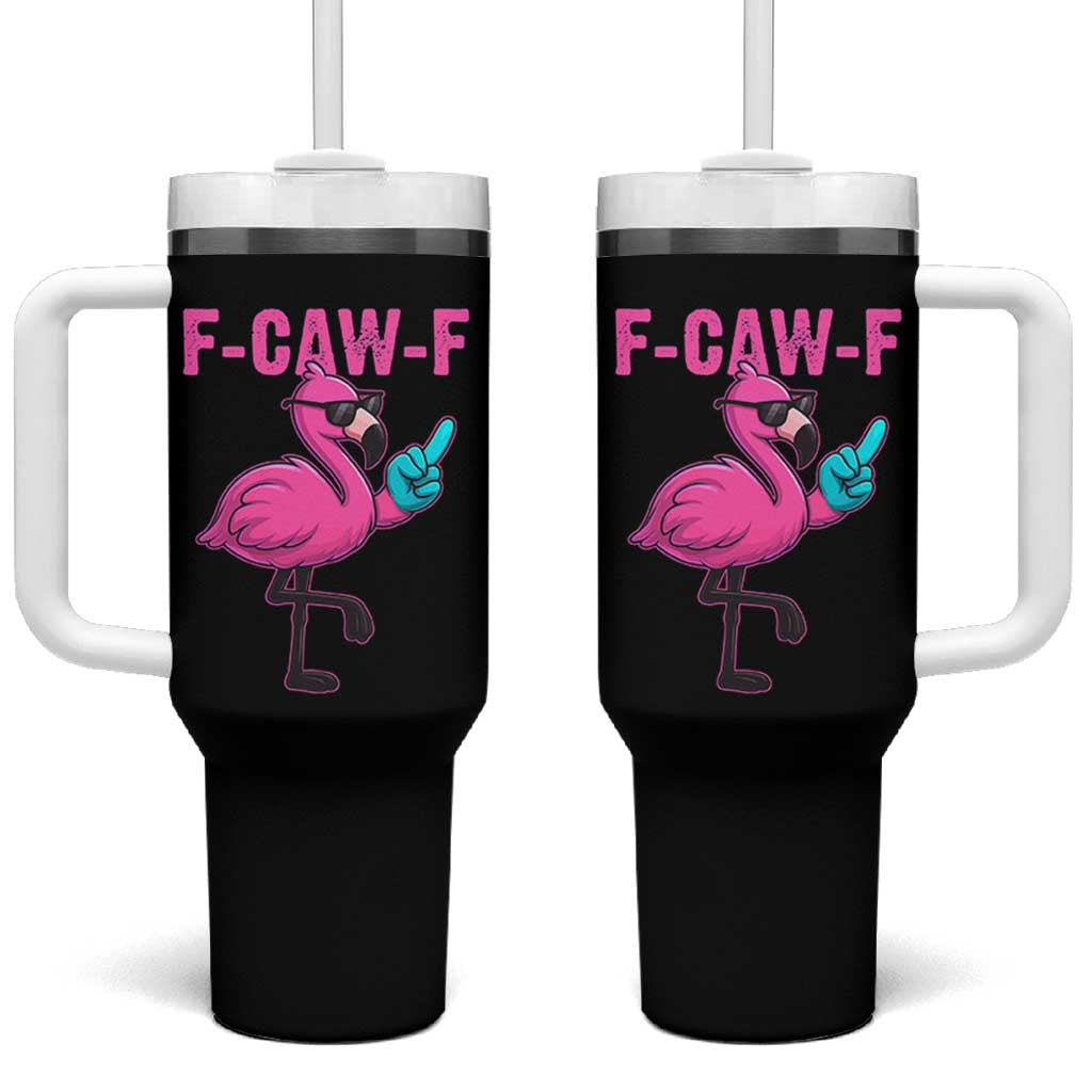 Funny F-Caw-F Flamingo Tumbler With Handle Adult Humor - Wonder Print Shop